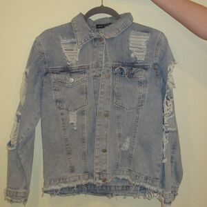 Ripped white washed Jean Jacket